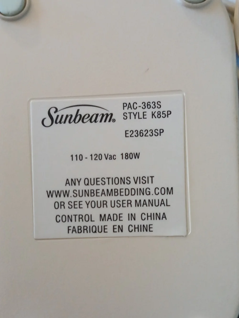 Sunbeam Electric Blanket Controller Replacement